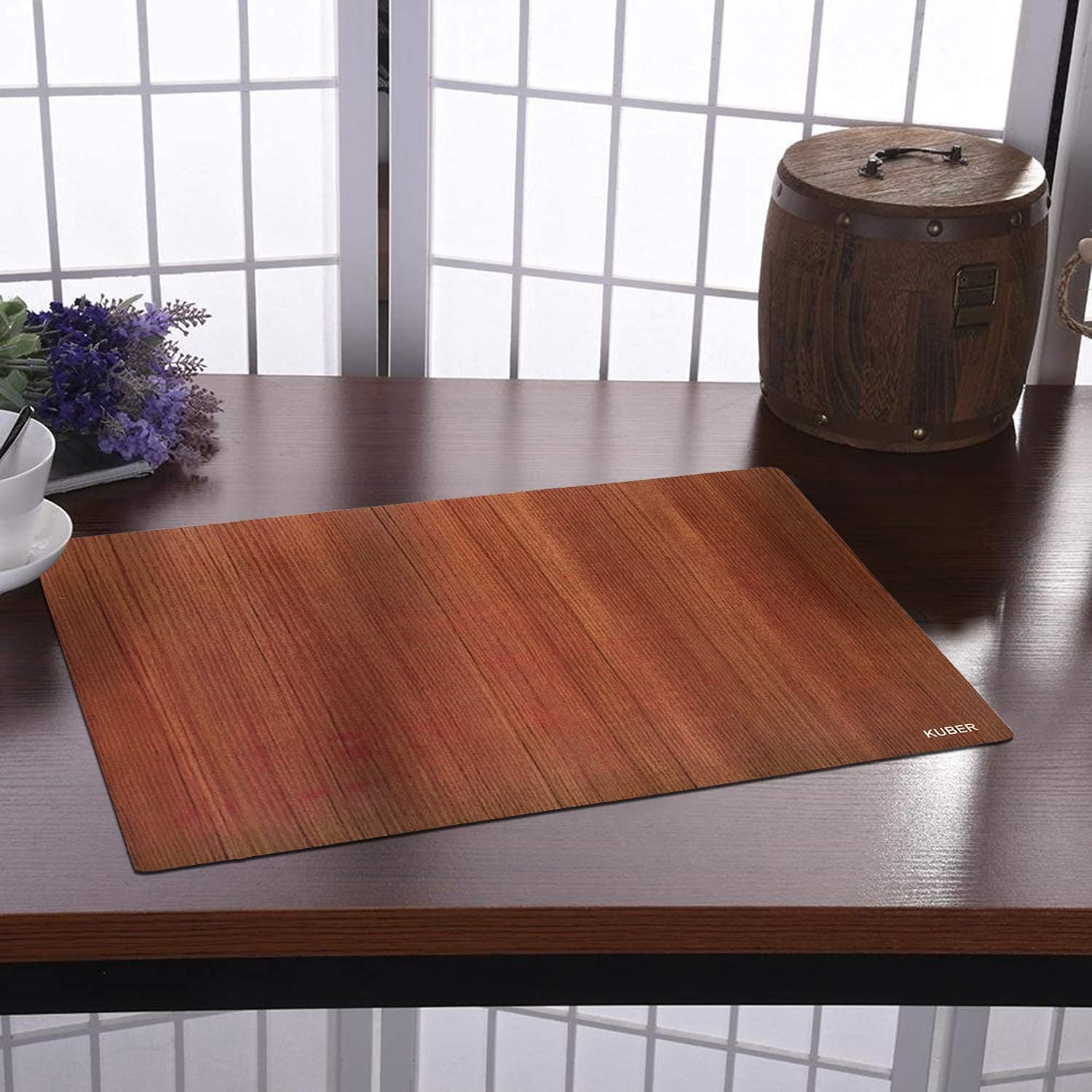 Kuber Industries Placemats Table Mats|PVC Washable Mats|Lining Design for Dining, Kitchen, Restaurant Table(Set of 6, Brown, Polyvinyl Chloride)|Stylish and Easy-to-Clean Table Accessories - Image 3